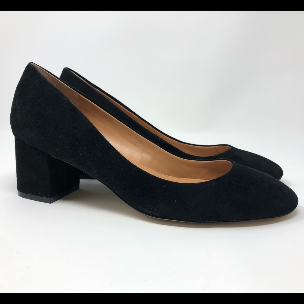 J. Crew Mid-Block Suede Heels - Black - Size 10